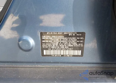 2010 Subaru Forester 2.5X Limited from USA, damaged, VIN JF2SH6DCXAH792087